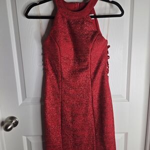 Honey and Rosie Glittering Red Backless Dress